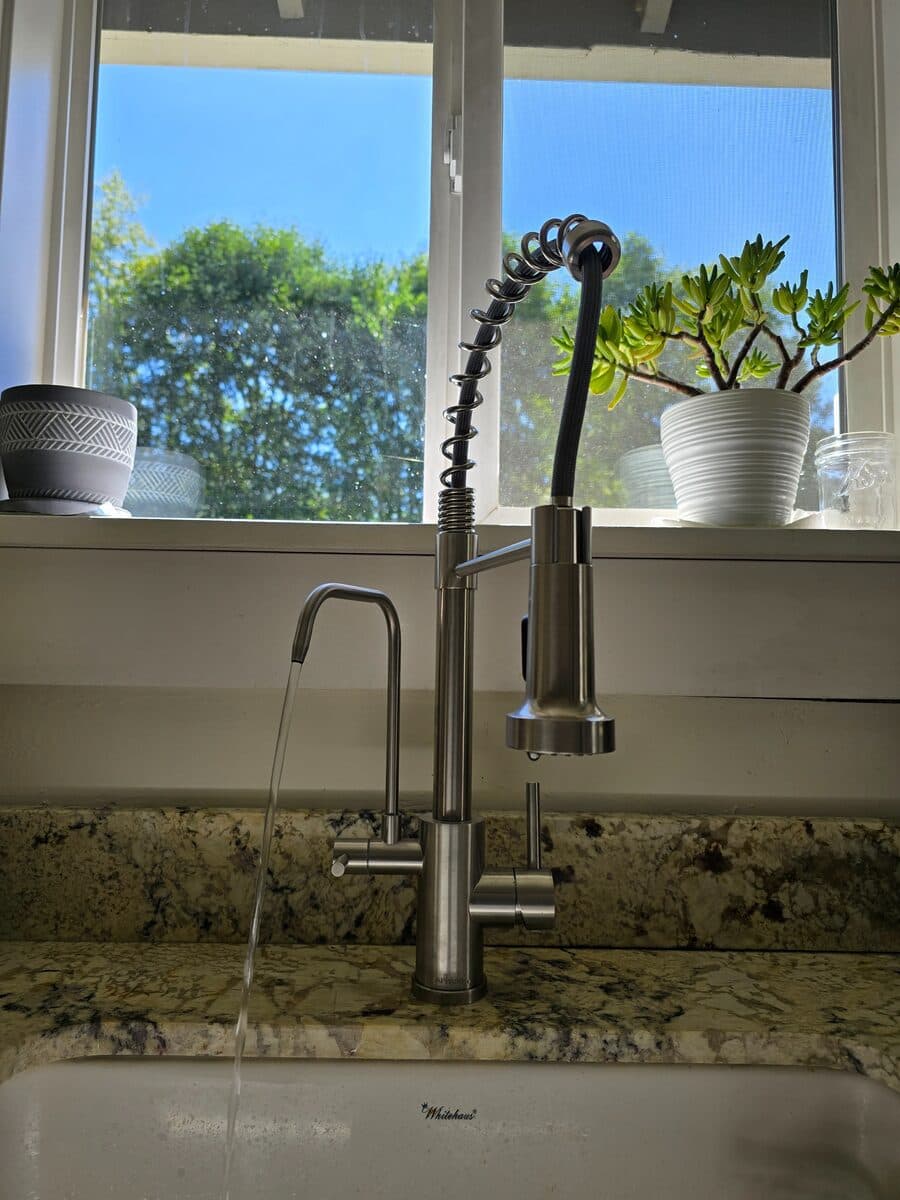 Dedicated reverse osmosis faucet installed at a San Diego kitchen sink