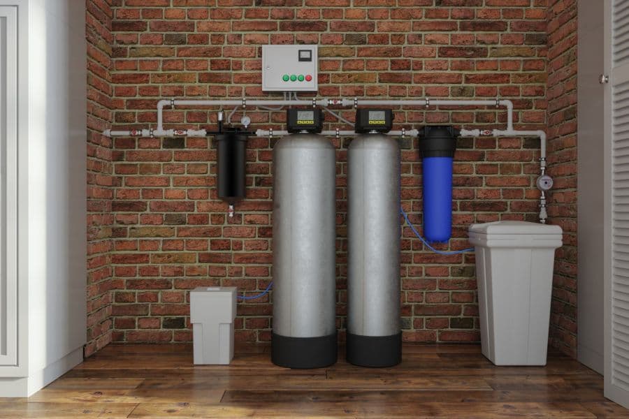 Whole-home filtration tank on the main water line